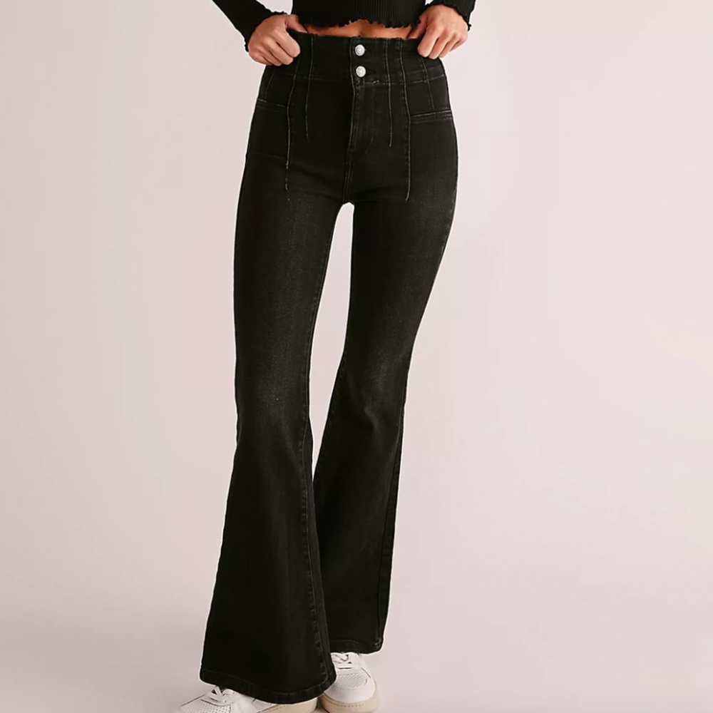 Free People Jayde Flare Jeans in Onyx
